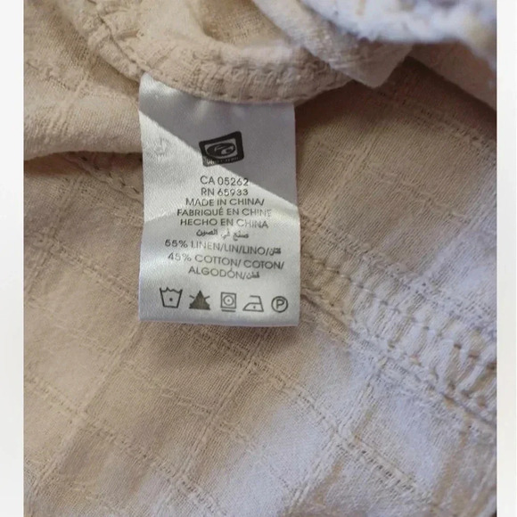 Point Zero Linen Blend Beige Short Sleeve  Button Down Shirt Size Large - Picture 6 of 11